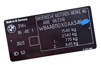 BMW E36 E 36 E30 E 30 tabliczka zmamionowa + vin