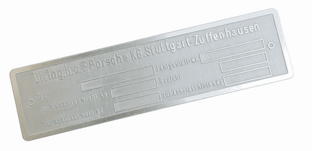 Porsche pusta tabliczka znamionowa 15 cm x 4 cm