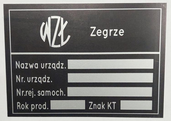 UAZ WZł Zegrze tabliczka znamionowa