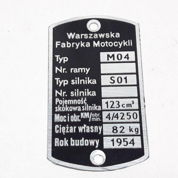 SHL M05 M 05 (M04) tabliczka znamionowa