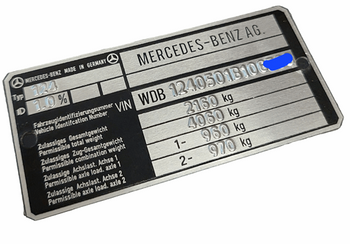 Mercedes W124 tabliczka znamionowa tłoczona