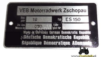 MZ ES 150 tabliczka znamionowa