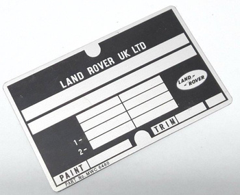 Land Rover tabliczka znamionowa