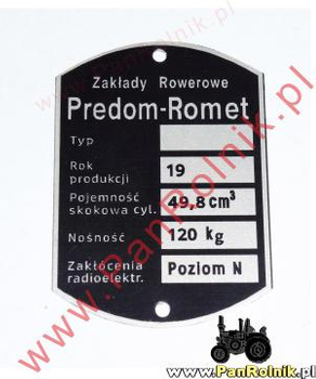 Romet 2338 Komar  tabliczka znamionowa