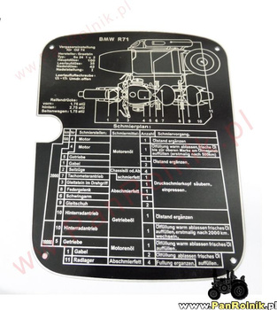 BMW R71 R 71 plan smarowania tabliczka informacyjna