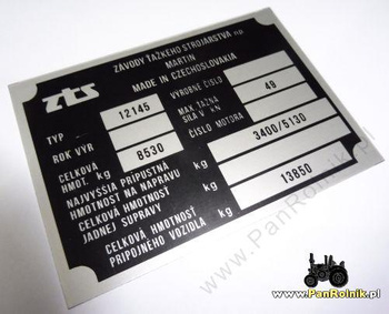 ZTS 12145 tabliczka znamionowa