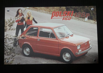 Polski Fiat 126 czerwony tablica PRL