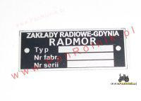 Radmor (Zakłady Radiowe Gdynia) tabliczka znamionowa na radiostację MIlicja Straż