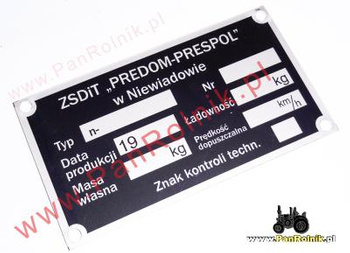 Niewiadów N126 N132 N250 tabliczka znamionowa, STARY WZÓR