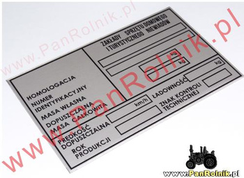 NIEWIADÓW przyczepa N 126 N 250 tabliczka znamionowa BEZ LOGA nr. 2
