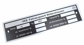 IFA HK3 tabliczka znamionowa