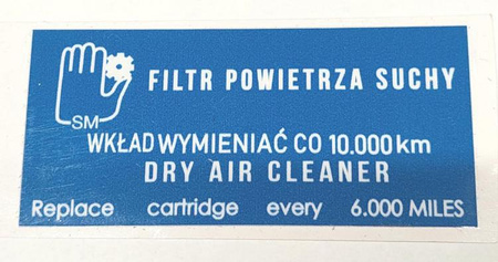 Nysa  naklejka filtra powietrza- filtr powietrza Polonez