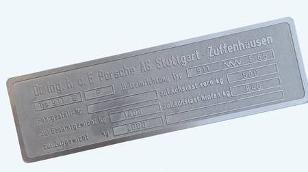 Porsche 911 E  tabliczka znamionowa