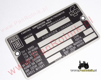 Polski Fiat 126p starsza uniwersalna tabliczka znamionowa