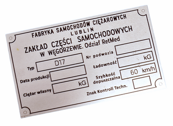 Żuk przyczepa D17 tabliczka znamionowa