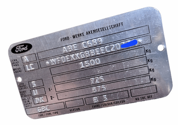 Ford Sierra tabliczka znamionowa tłoczona