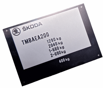 Skoda Favorit tabliczka znamionowa