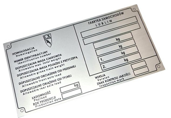 Żuk/ Lublin FS pusta tabliczka znamionowa po 1991 r.