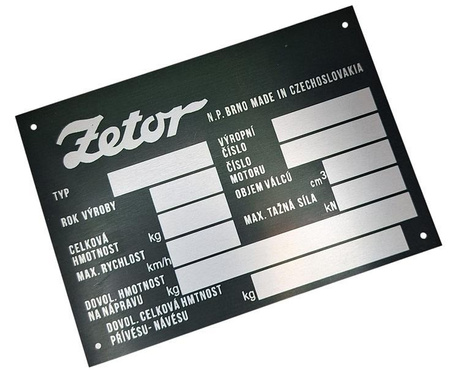 Zetor 5245 5211 (traktor) tabliczka znamionowa