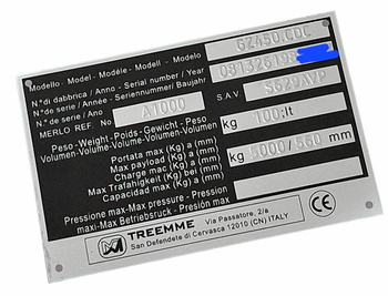 Tremme tabliczka znamionowa tłoczona