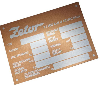 Zetor 5011 5211 8045 tabliczka opisowa znamionowa Brązowa niemiecka