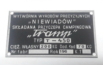 Niewiadów Tramp T-450 tabliczka znamionowa