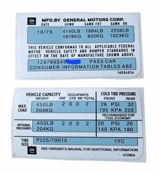 Chevrolet Corvette C3 naklejka naklejki znamionowe