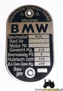 BMW R 20 tabliczka znamionowa