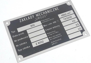 Ursus 902 tabliczka znamionowa stary typ