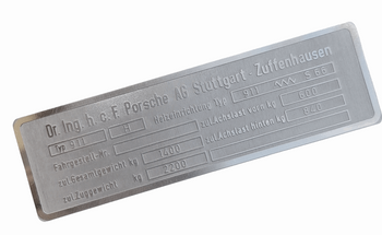 Porsche 911 H tabliczka znamionowa