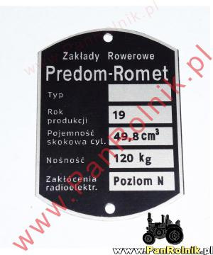 Romet Komar 2350 tabliczka znamionowa