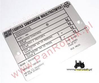 Polski Fiat 126p nowsza uniwersalna tabliczka znamionowa