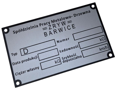 Zryw Barwice D 44, inne- tabliczka znamionowa (przyczepa)
