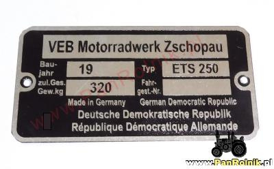 MZ ETS 250 tabliczka znamionowa