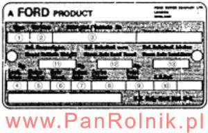 Ford Capri nr. 2 tabliczka znamionowa