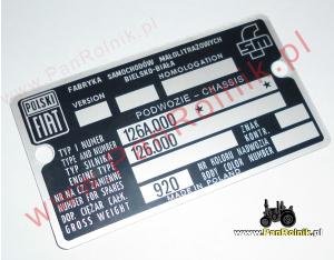Polski Fiat 126p tabliczka znamionowa VIN 126A.000