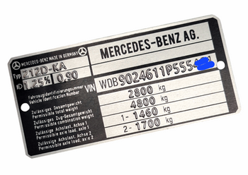 Mercedes Benz Sprinter  tabliczka znamionowa tłoczona
