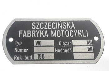 Junak WO-3 kosz wózek boczny tabliczka znamionowa