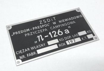 Niewiadów N126a N 126A tabliczka znamionowa