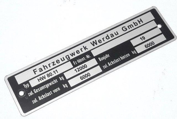 Ifa HW 80.11 tabliczka znamionowa 12.000 kg