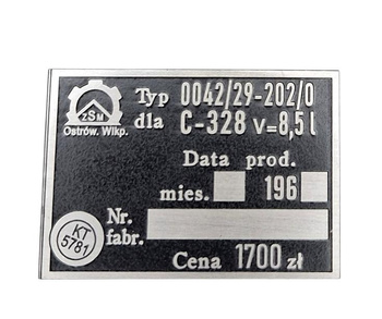 Ursus C328 c 328 chłodnica tabliczka znamionowa