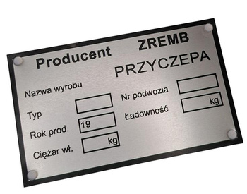 ZREMB przyczepa tabliczka znamionowa