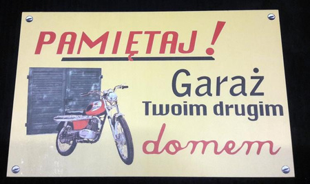 Garaż twoim drugim domem WSK motor- tablica PRL