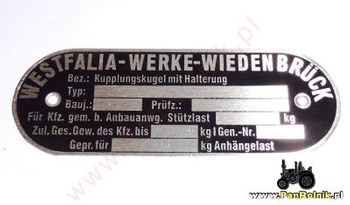 Mercedes tabliczka haka holowniczego Westfalia