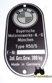 BMW R50/5 tabliczka znamionowa