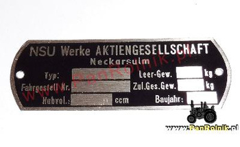 NSU tabliczka znamionowa nr. 2