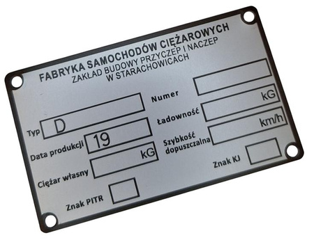 FSC D3, D-3 Starachowice przyczepa rolnicza tabliczka znamionowa
