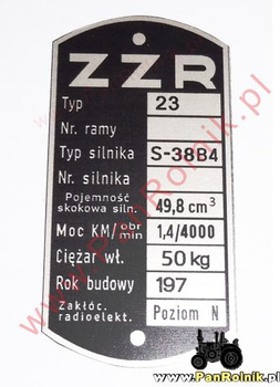 Komar 2328 (silnik S-38B4) automat tabliczka znamionowa