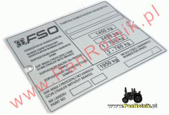 Polski Fiat 125p (1981-1988) tabliczka znamionowa