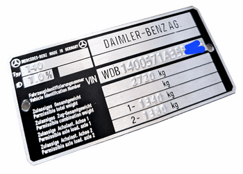 Mercedes S W140 tabliczka znamionowa tłoczona